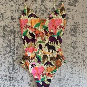 NWT Jcrew animal print one piece strappy swimsuit